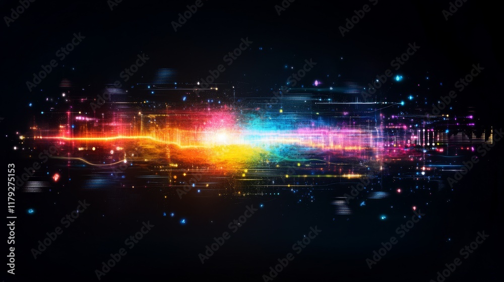 Poster interactive dashboard displaying ai-driven credit scores in vibrant digital visualization