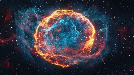 Fototapeta premium Fiery Nebula Cosmic Explosion, Celestial Event.