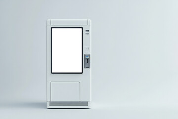 Blank white vending machine mockup, isolated, 3d rendering. Empty automatic vendor.	
