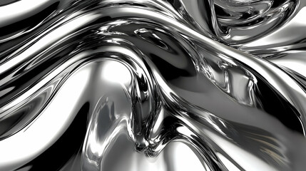 Abstract 3D Render of Wavy Metallic Surface Creates a Seamlessly Shiny Texture Background