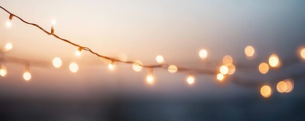 Warm Glowing String Lights in Soft Evening Background