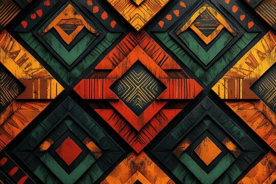 Seamless afrocentric pattern inspired by african culture for decorative design. Black History Month