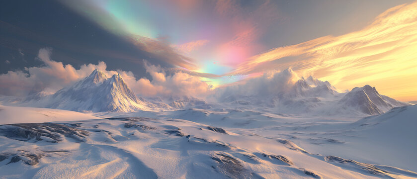 Luminous polar stratospheric clouds over arctic mountains