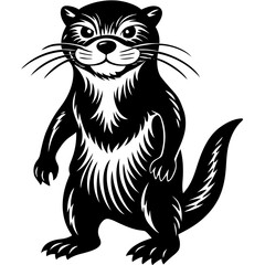 otter  on white background