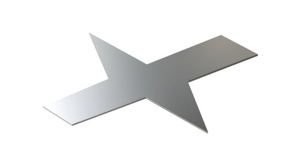 Metallic Cross Design: A Sleek, Modern, and Geometrically Intriguing Silver Cross.  The cross's unique design adds a touch of modern sophistication., cut out,transparent background
