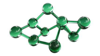 Intricate 3D Render of a Green Molecule Structure for Scientific Use