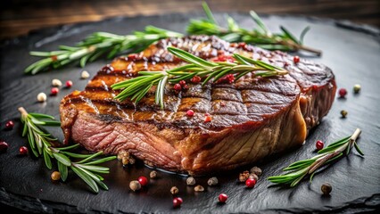 Elegant Ribeye Steak Rosemary Garnish, High-Resolution Food Photography, Gourmet Dinner