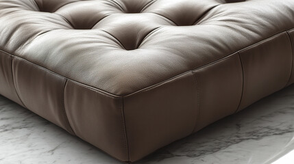 Fototapeta premium Luxurious brown leather upholstery with button tufting detail