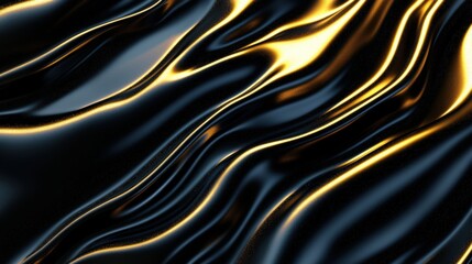 Fototapeta premium Abstract flowing black and gold fabric texture