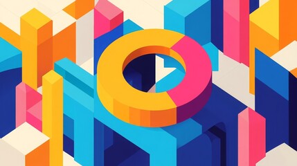 Bright, colorful donut chart illustration.