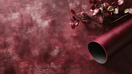 Burgundy wrinkled suede wallpaper. 