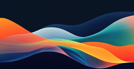 Fototapeta premium Gradient background with blue, orange, and green on black
