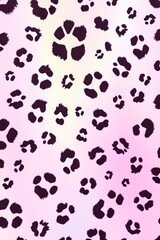 Fototapeta premium A playful pattern of black leopard spots on a soft pink gradient background.