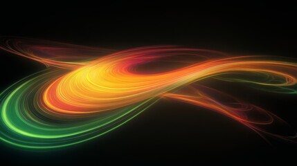 Comet-like neon lines and vortex streams against a dark background. 