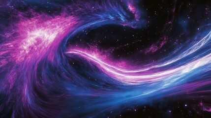 Comet-like neon lines and vortex streams against a dark background. 