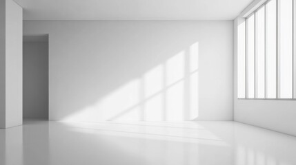 Fototapeta premium Minimalist Empty Room with Sunlight Streaming Through Window.