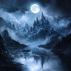 moon over the mountains