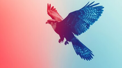 Gradient falcon art in red and blue for Wildlife Day.