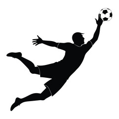 A silhouette soccer goalkeeper arms outstretched