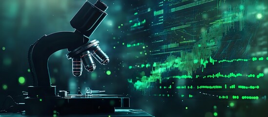Obraz premium Microscope Reveals Cellular Structures and Data Analysis in Scientific Research