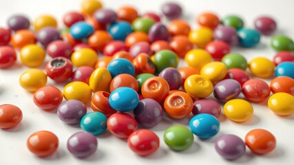 Obraz premium Colorful Smarties Candy Isolated on White