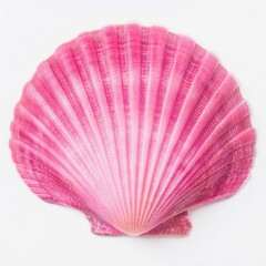 Pink Scallop Shell on White Background: A Study in Texture and Color
