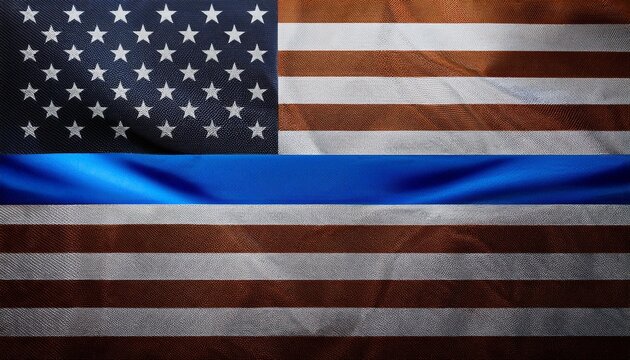 american flag with thin blue line
