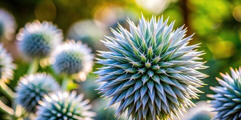 Gray White Spiky Shrub Plant in Garden Macro Cool Toned Photography, Capturing Nature's Textures, Botanical Beauty, and Serene Landscapes for Garden Enthusiasts and Plant Lovers