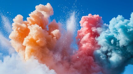 Powder explosion flying in various directions 