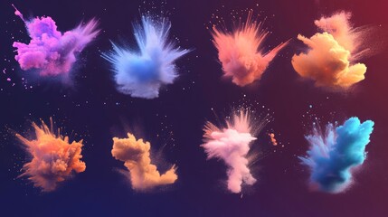 Powder explosion flying in various directions 