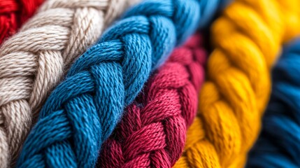 Colorful Braided Embroidery Floss Threads Close up Texture Background