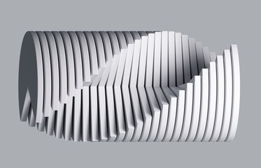 Abstract minimalist white background. Group of simple objects. 3d Twisted shapes.