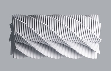 Abstract minimalist white background. Group of simple objects. 3d Twisted shapes.