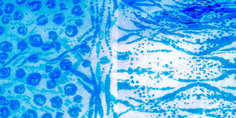 Blue Paint Canvas. Mixed Patterns. African