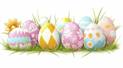 Easter's Day Easter Eggs Colorful decorated Easter eggs in green grass.