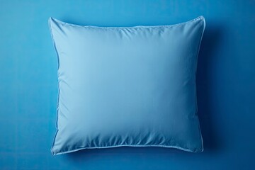 World Sleep day observed on March. National Sleep awareness Week. Blue pillow with alarm clock on blue background 