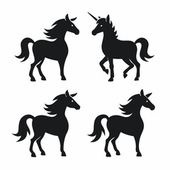  Silhouettes of Majestic Black Unicorns