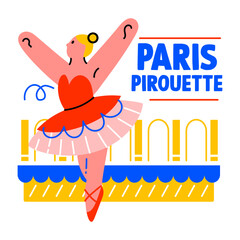 Paris pirouette sticker in flat style    © Vectors Market