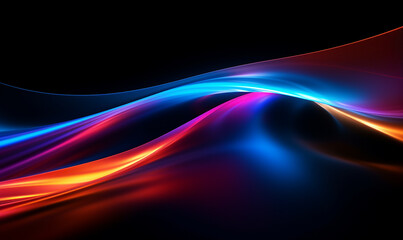 A color light effect that comes out from the top down, a line light, a glow effect, a light effect, Black background.