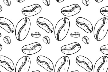 Cute and minimalist Coffee bean seamless pattern. Coffee doodle for packaging or wallpaper. 
