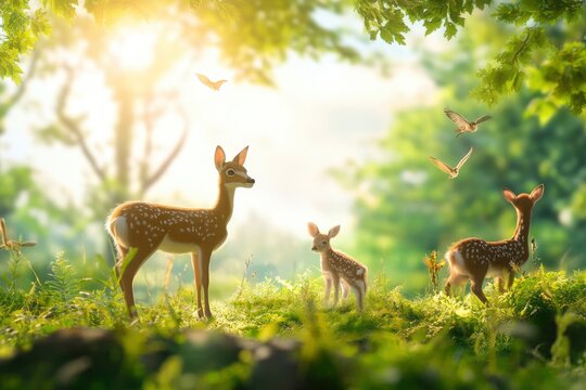 World wildlife day, Diversity of Wild animals and Natural botanical, Environment conservation, National park, Sustainable of Ecology concept, Think green nature, Save the planet and Eco friendly.  - Powered by Adobe