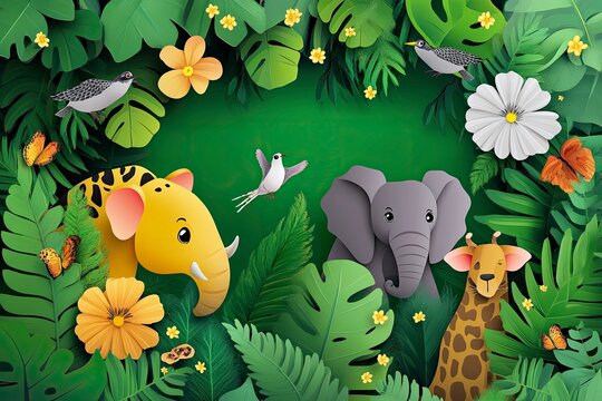 World wildlife day, Diversity of Wild animals and Natural botanical, Environment conservation, National park, Sustainable of Ecology concept, Think green nature, Save the planet and Eco friendly. 