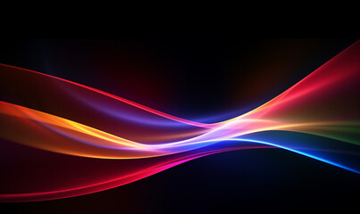 A color light effect that comes out from the top down, a line light, a glow effect, a light effect, Black background.