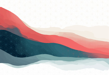 abstract japanese landscape on light background with gradient, semi watercolor	