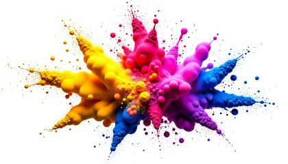 Colorful Paint Explosion Abstract, Ink Drop Splatter, Vivid Colors Art