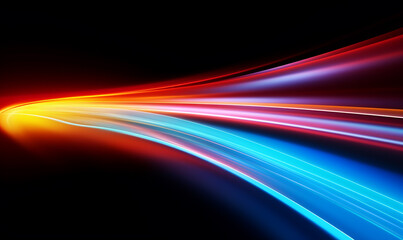 A color light effect that comes out from the top down, a line light, a glow effect, a light effect, Black background.