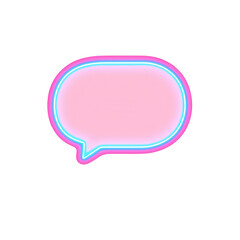 Naklejka premium Bright neon pink speech bubble with a blue outline for vibrant communication., isolated on a transparent background.
