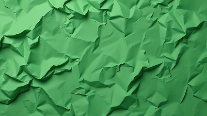 Fototapeta premium Dark Green Crumpled Paper Texture Background - Abstract Art