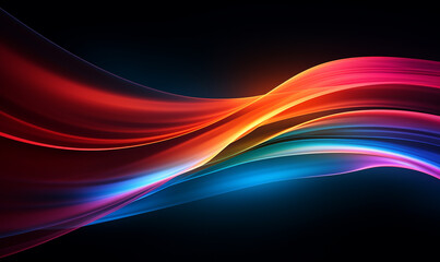 A color light effect that comes out from the top down, a line light, a glow effect, a light effect, Black background.