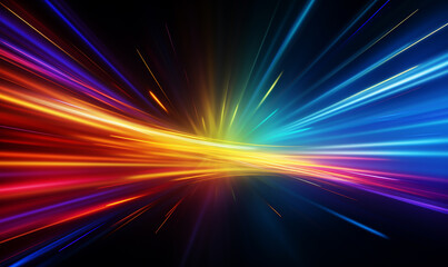 A color light effect that comes out from the top down, a line light, a glow effect, a light effect, Black background.